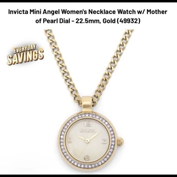 Invicta Mini 22.5mm Angel Women’s Watch Necklace Mother Of Pearl Dial $199 MSRP - Picture 10 of 14
